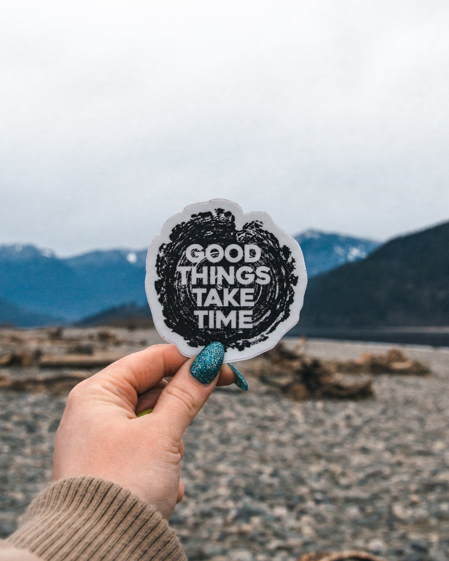 Waterproof Vinyl Sticker - Good Things Take Time Tree Rings