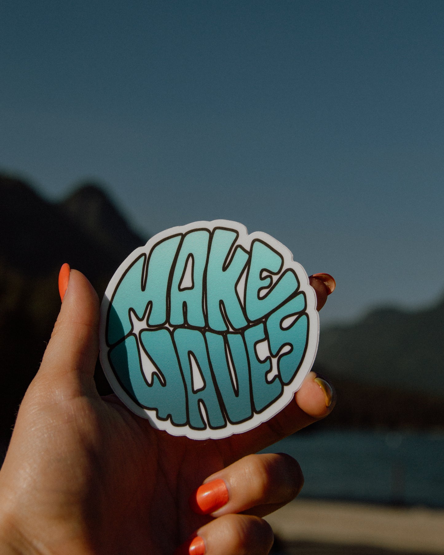 Waterproof Vinyl Sticker - Make Waves Teal
