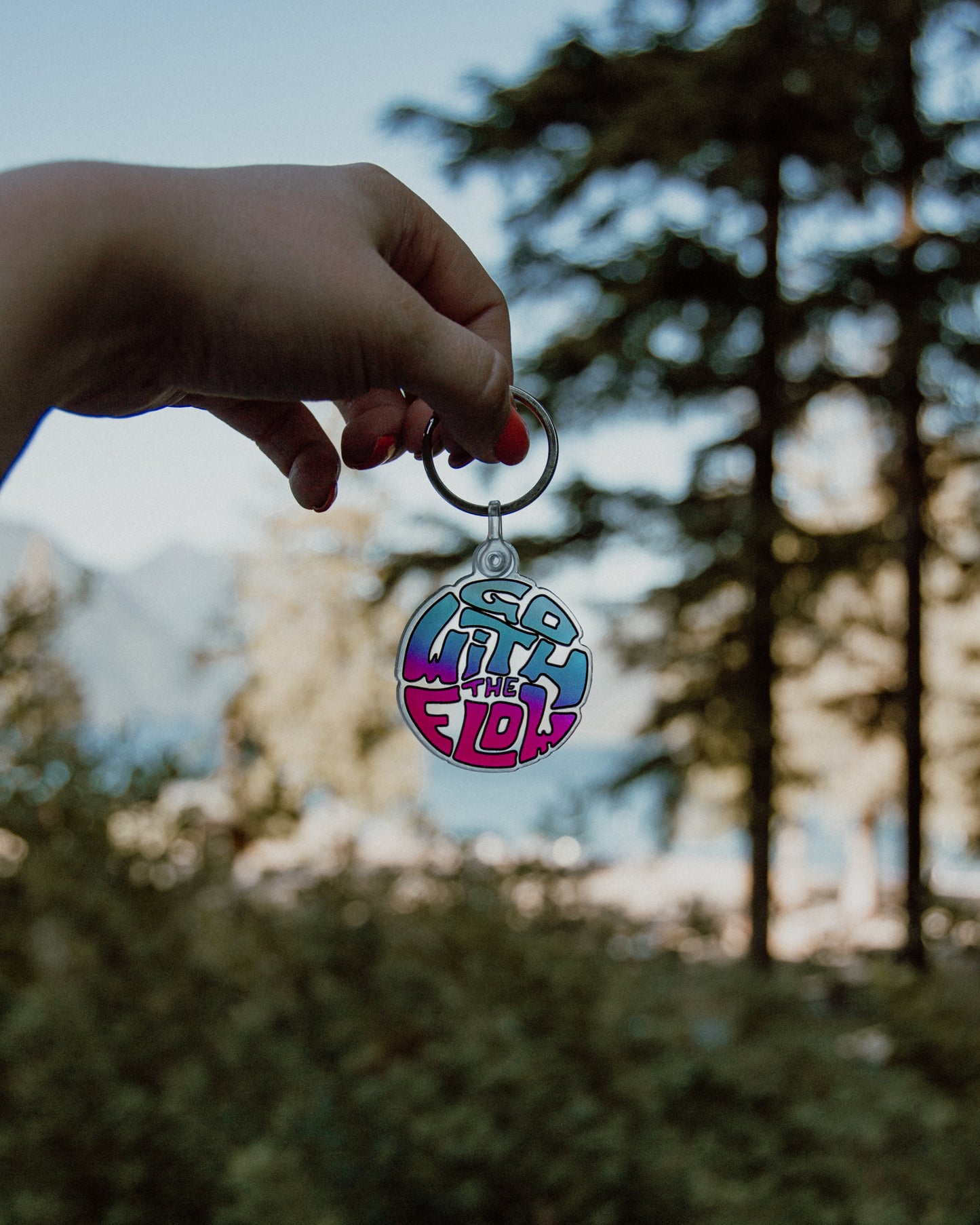Acrylic Design Keychain - Go With The Flow Cotton Candy