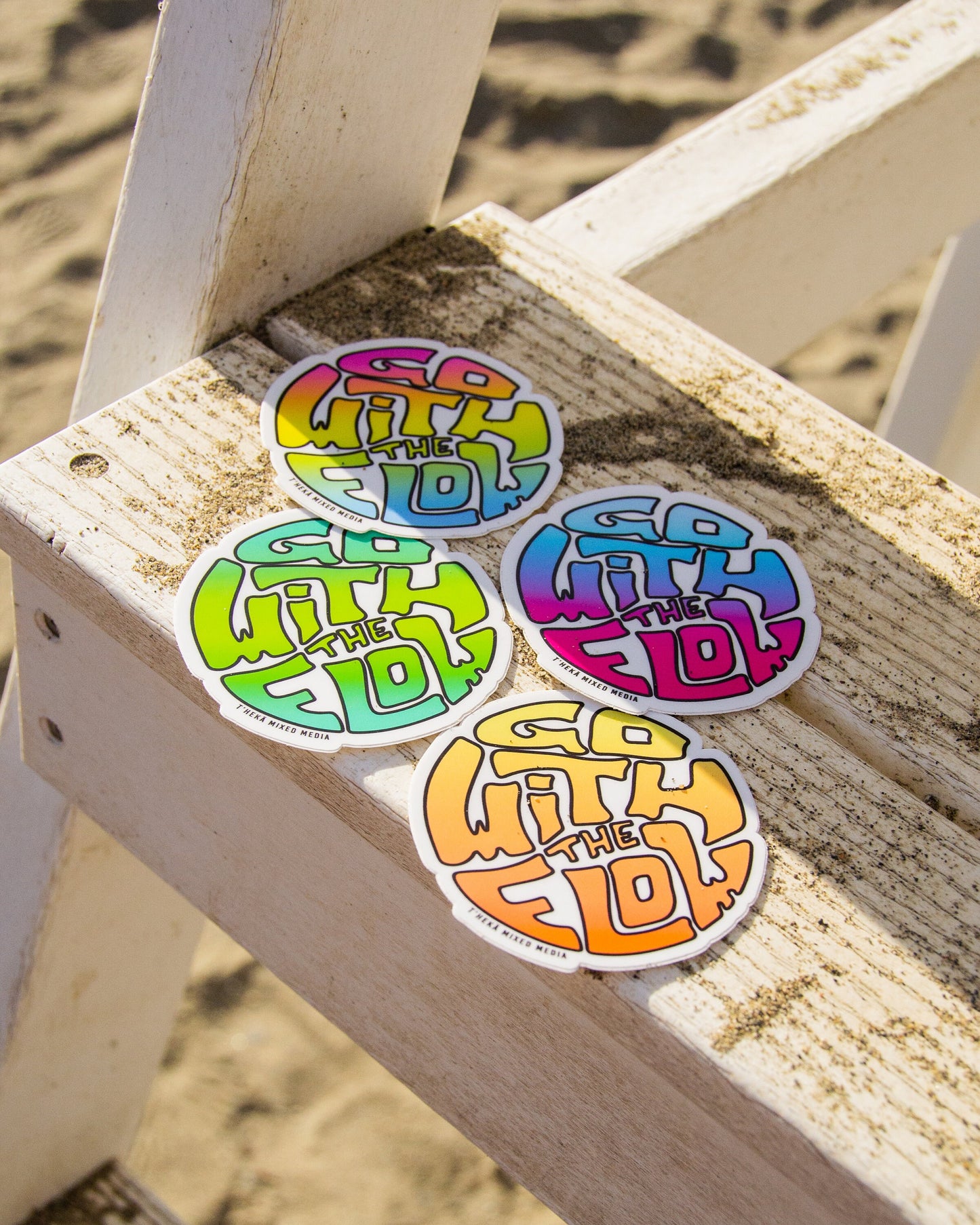 Waterproof Vinyl Sticker - Go With The Flow Green Gradient