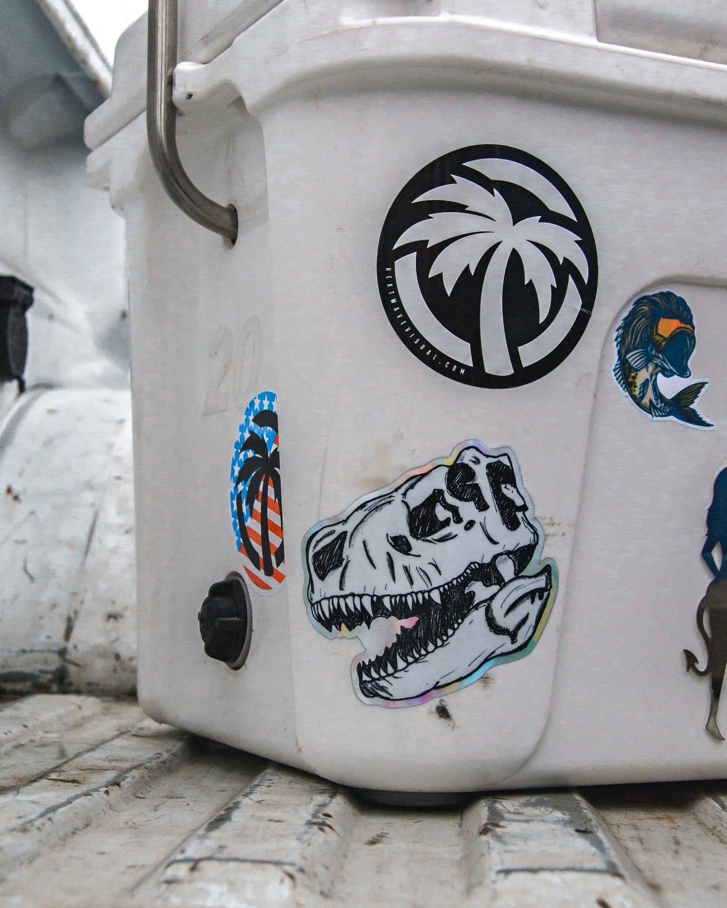 Waterproof Vinyl Sticker - Holographic T-Rex Dinosaur Skulls