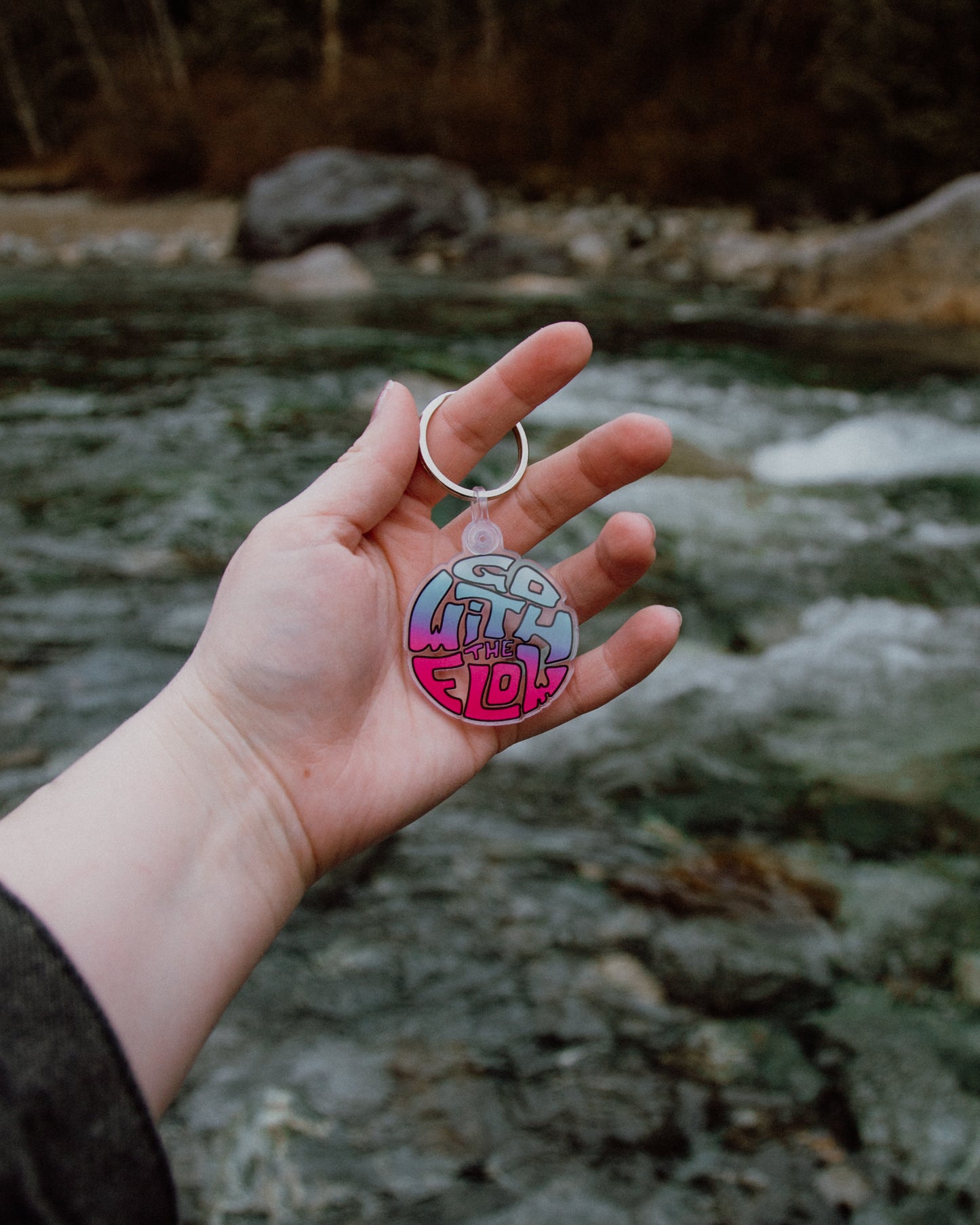 Acrylic Design Keychain - Go With The Flow Cotton Candy