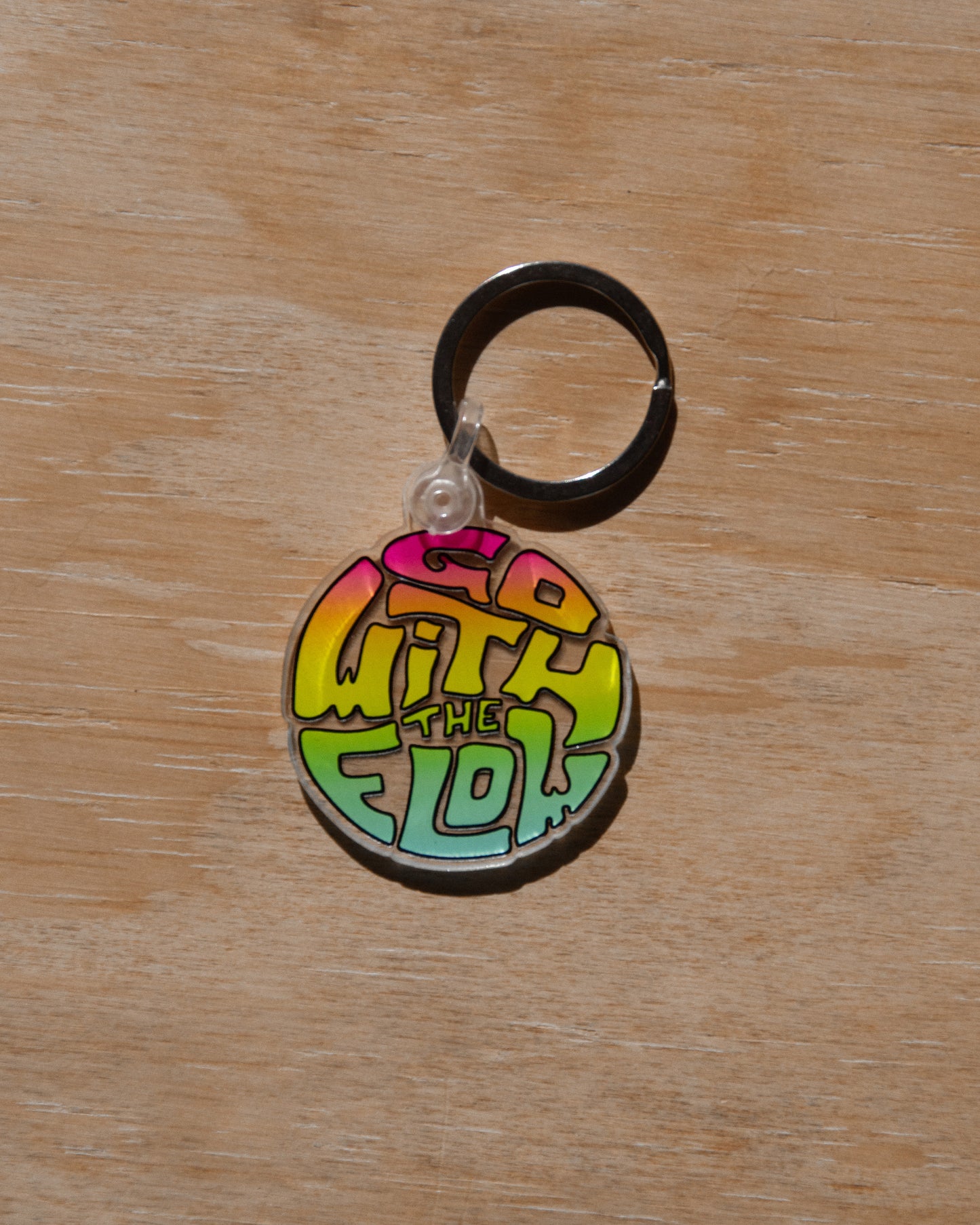Acrylic Design Keychain - Go With The Flow Rainbow