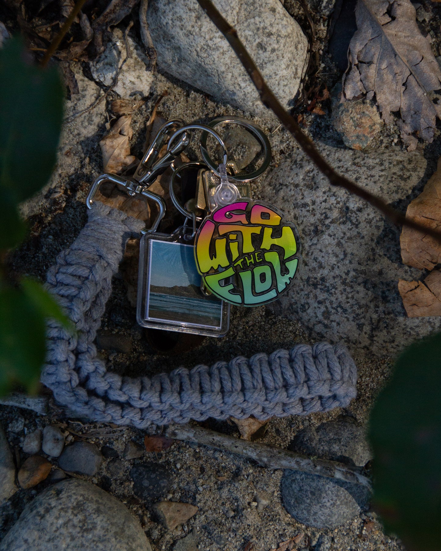 Acrylic Design Keychain - Go With The Flow Rainbow