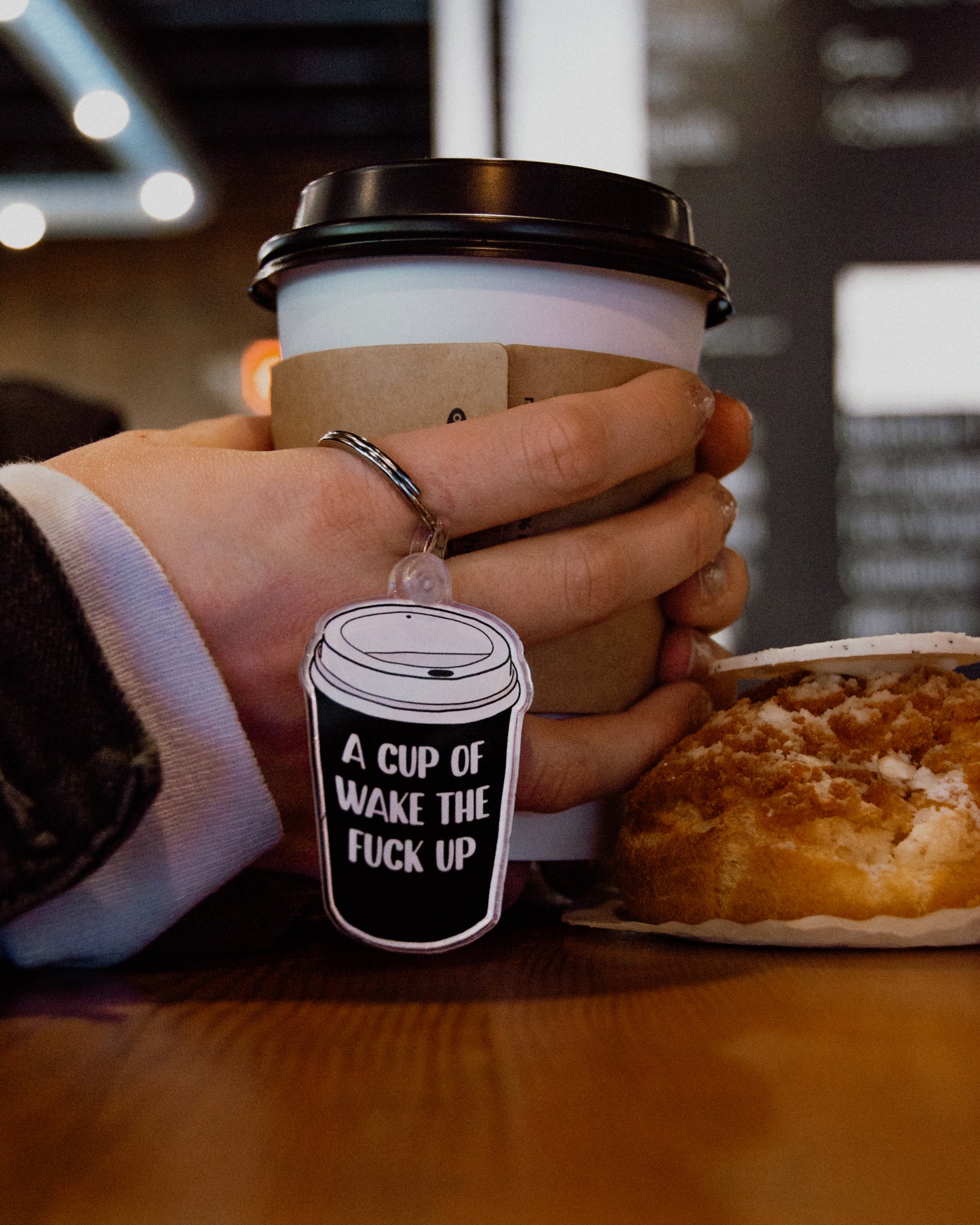 Acrylic Design Keychain - A Cup Of Wake The F**k Up