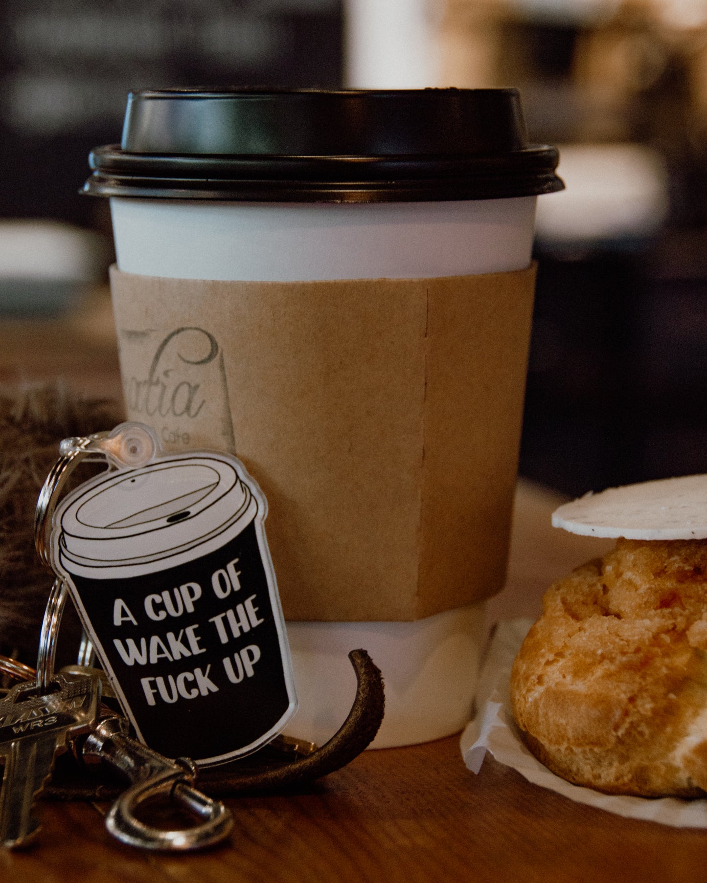 Acrylic Design Keychain - A Cup Of Wake The F**k Up