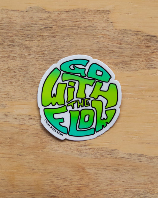 Waterproof Vinyl Sticker - Go With The Flow Green Gradient