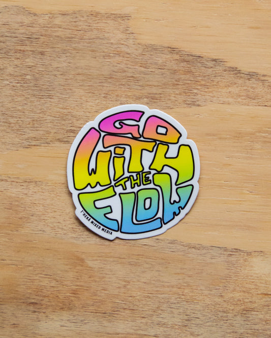 Waterproof Vinyl Sticker - Go With The Flow Rainbow Gradient