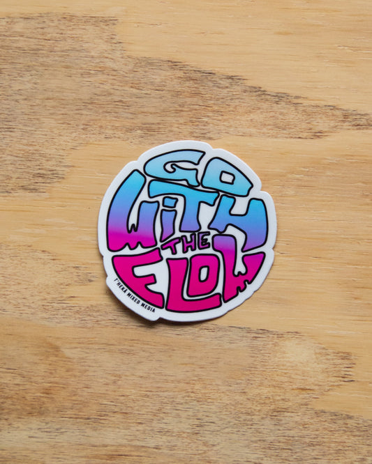 Waterproof Vinyl Sticker - Go With The Flow Cotton Candy