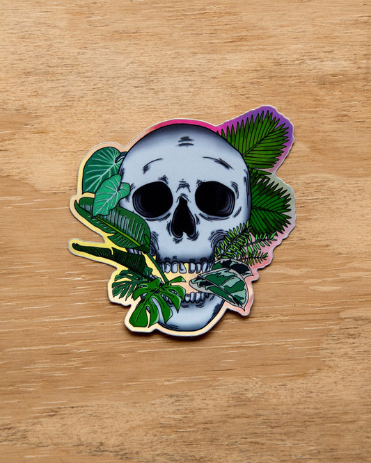 Waterproof Vinyl Sticker - Holographic Plant Skull
