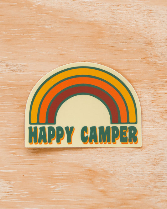 Waterproof Vinyl Sticker - Happy Camper Rainbow