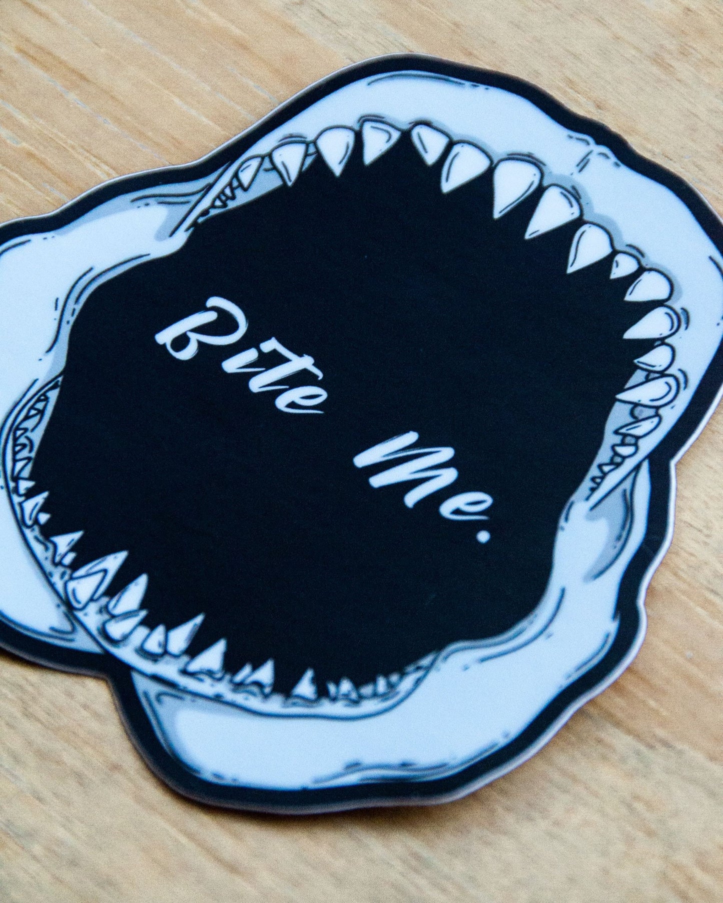 Waterproof Vinyl Sticker - "Bite Me" Shark Jaw Shark Tooth
