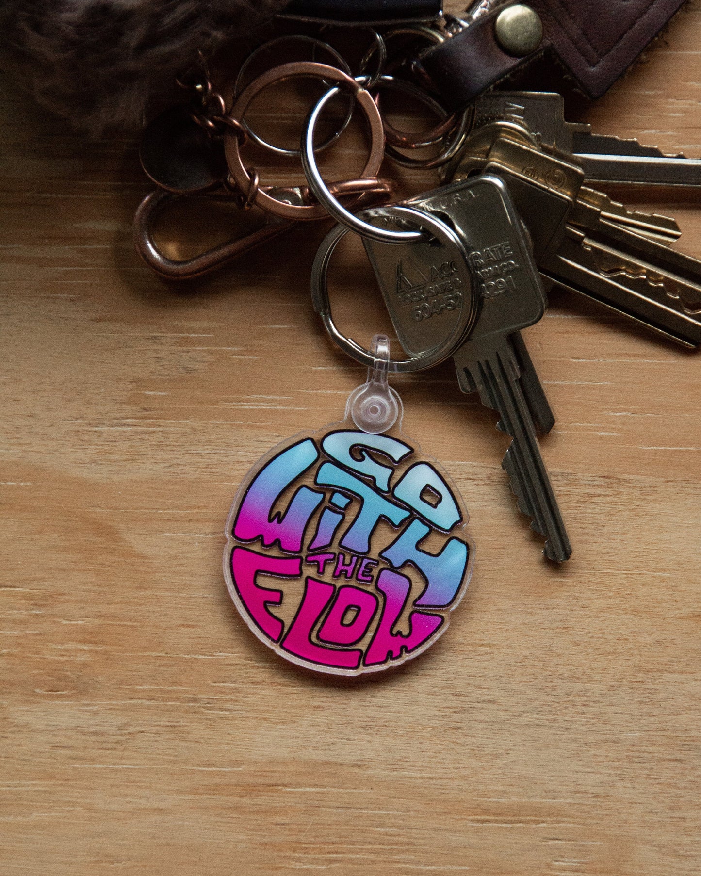 Acrylic Design Keychain - Go With The Flow Cotton Candy