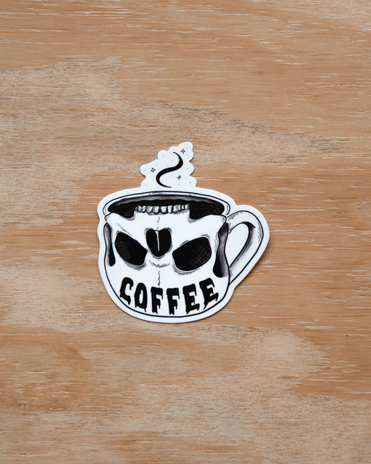 Waterproof Vinyl Sticker - Coffee Skull Mug